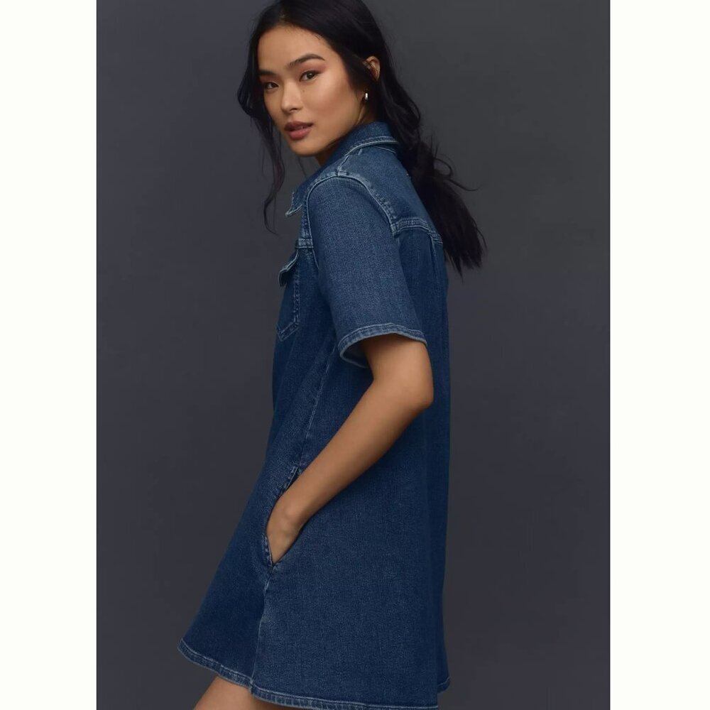 Pilcro Dark Indigo Denim Mini Shirt Dress